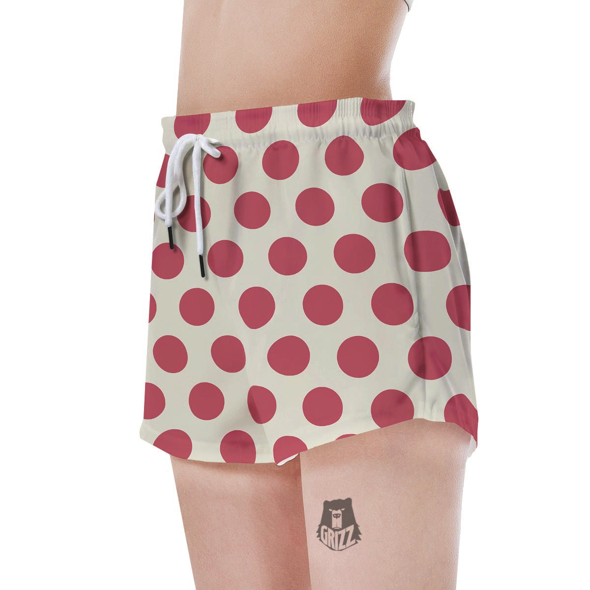 White And Red Polka Dot Women's Shorts-grizzshop