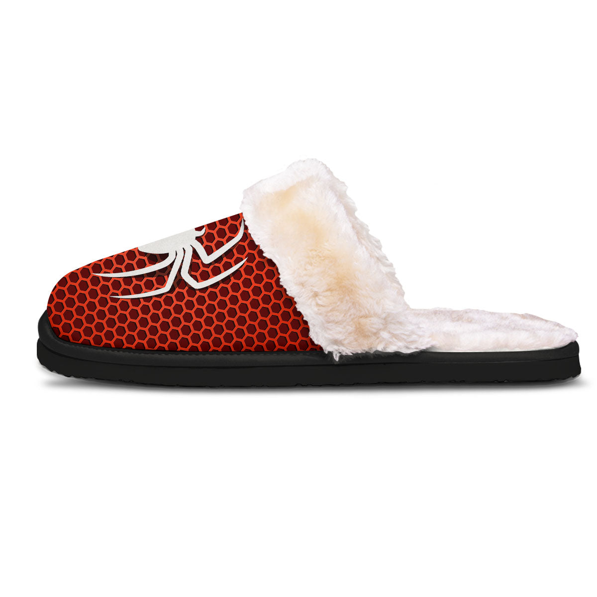 White And Red Spider Print Slippers-grizzshop