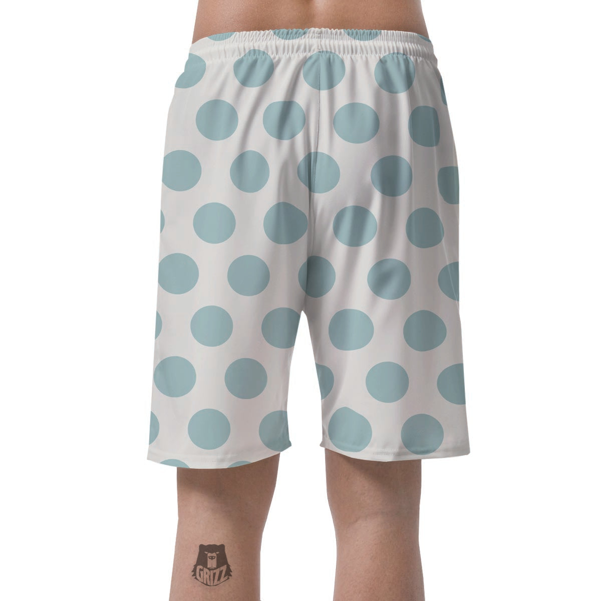 White And Turquoise Polka Dot Men's Shorts-grizzshop