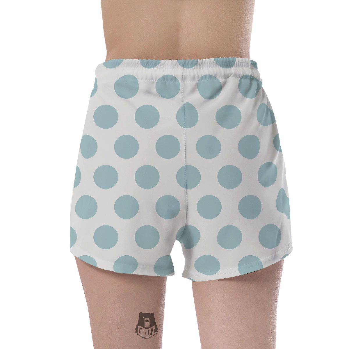 White And Turquoise Polka Dot Women's Shorts-grizzshop