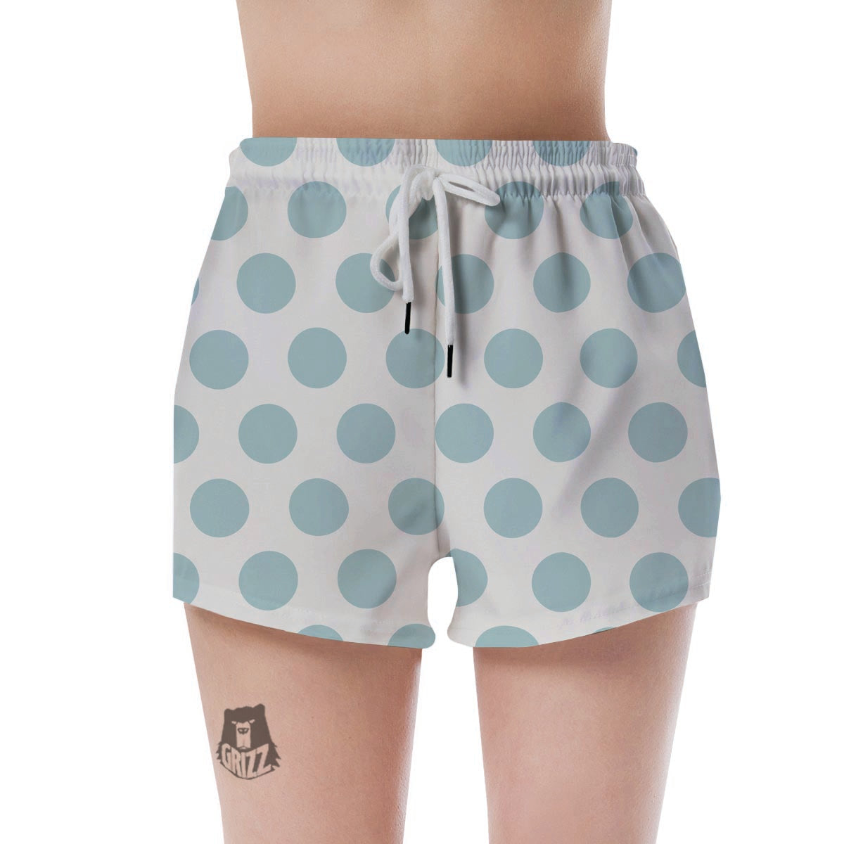 White And Turquoise Polka Dot Women's Shorts-grizzshop
