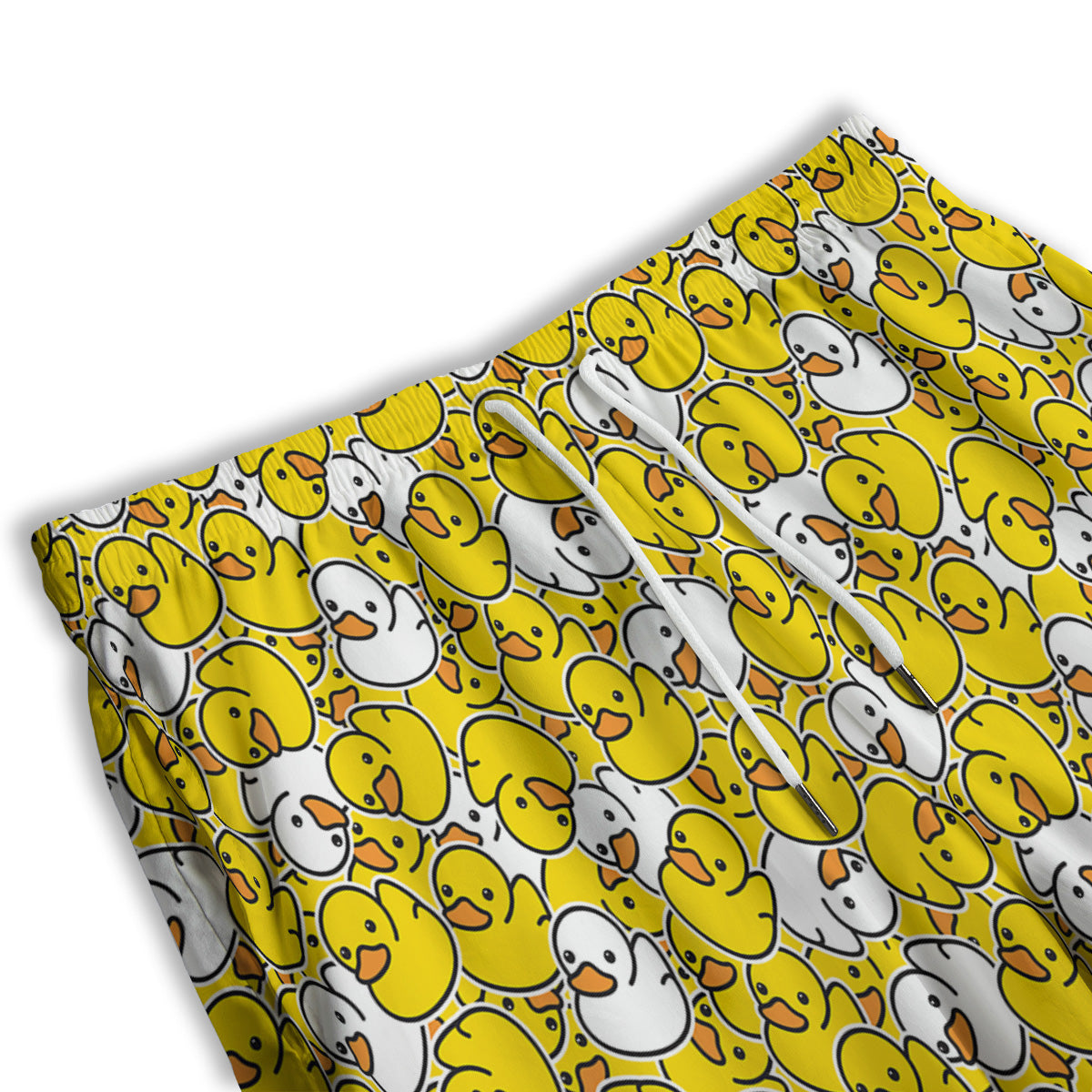 White And Yellow Duck Rubber Print Pattern Men's Athletic Shorts