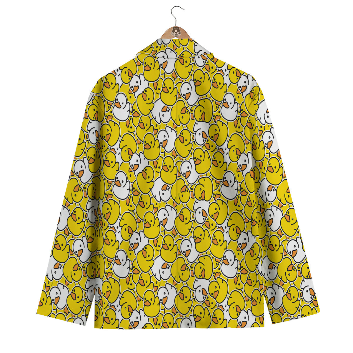 White And Yellow Duck Rubber Print Pattern Men's Blazer-grizzshop