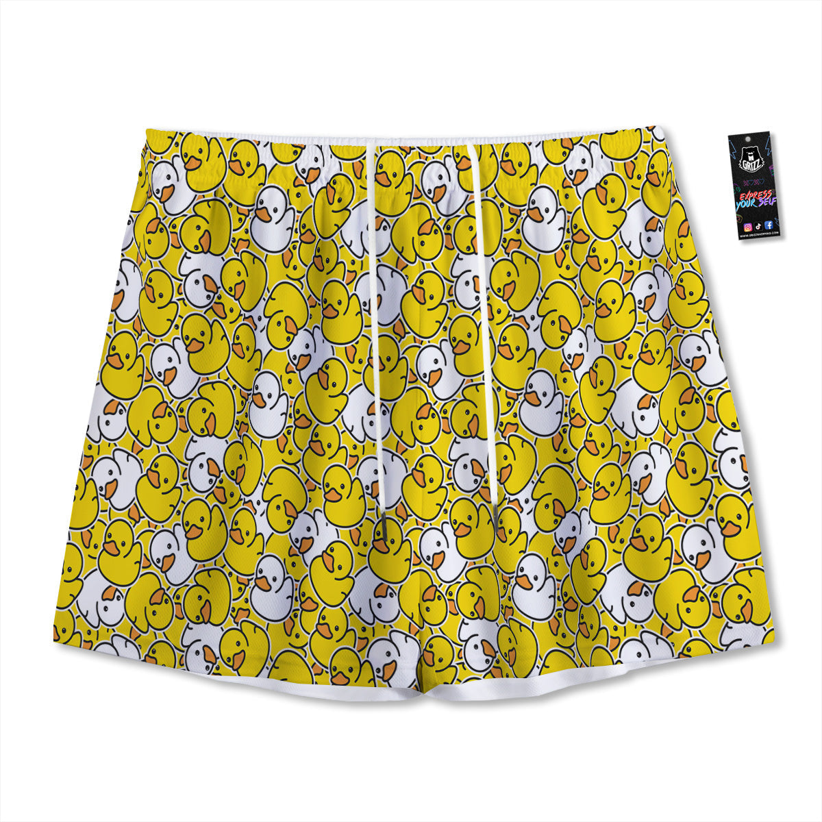 Yin Yang White And Grey Print Pattern Mesh Shorts