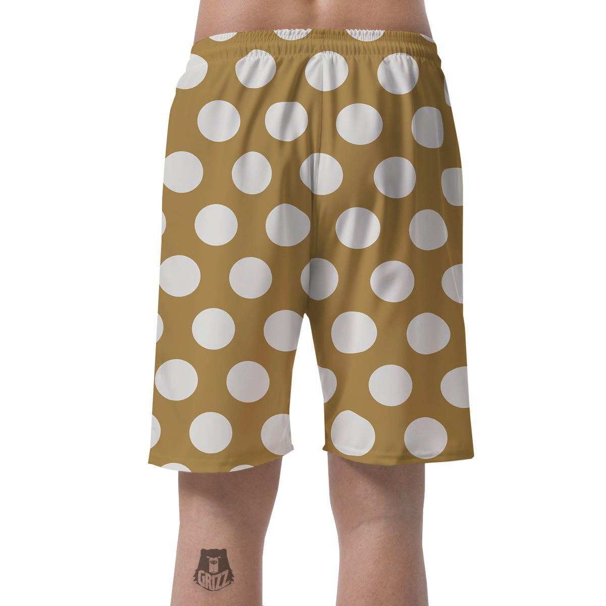 White And Yellow Polka Dot Men's Shorts-grizzshop
