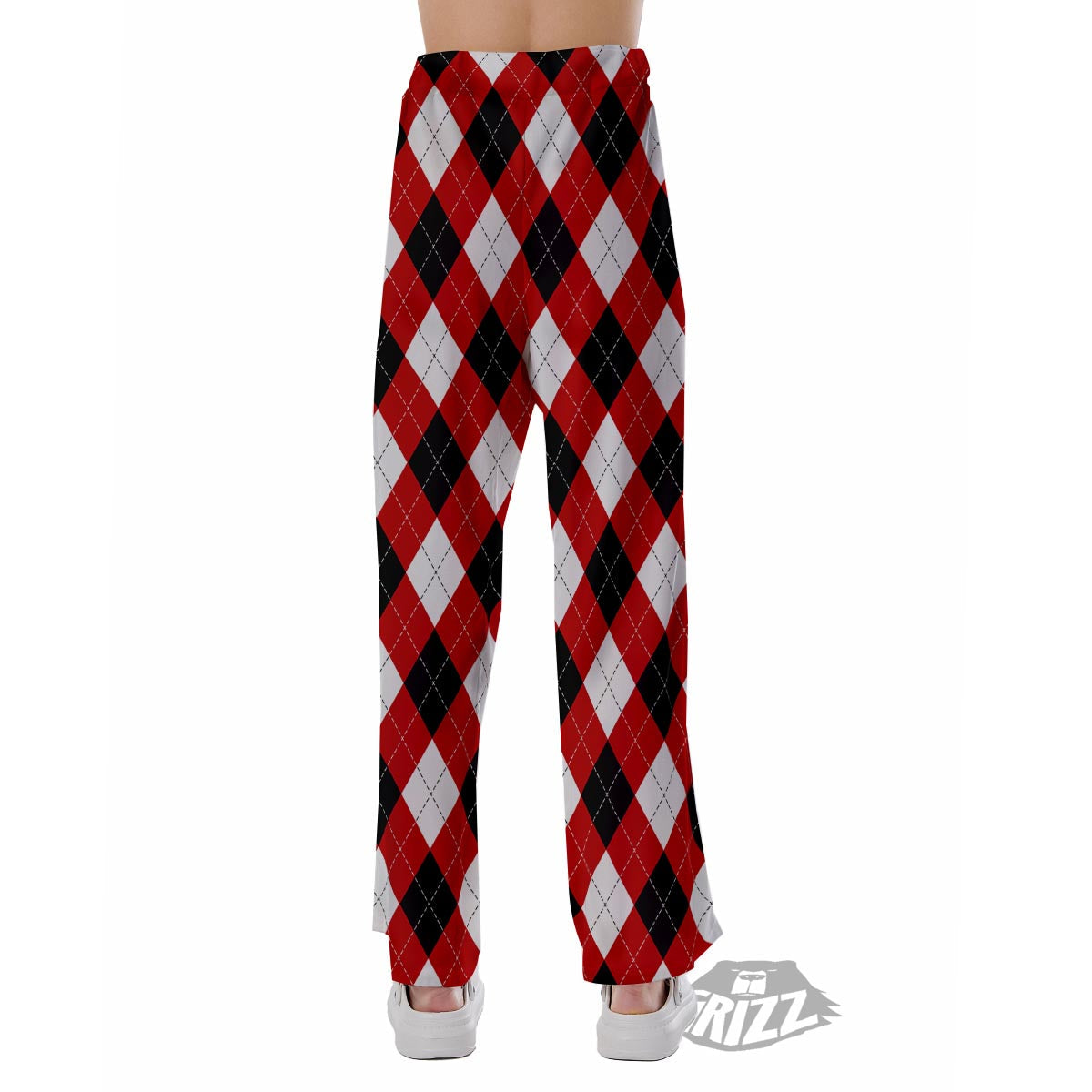 White Argyle And Black Red Print Pattern Pajama Pants-grizzshop