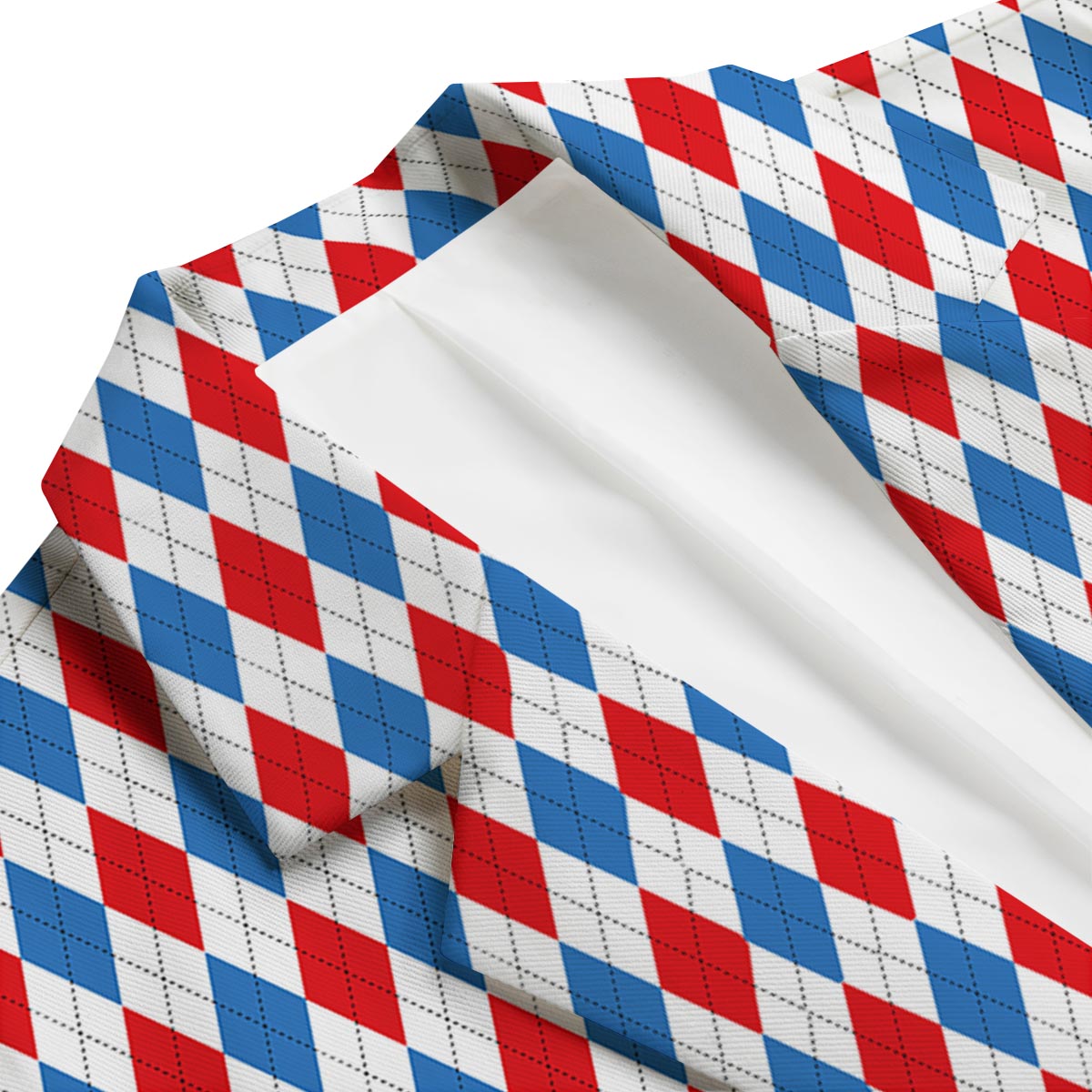 White Argyle And Blue Red Print Pattern Men's Blazer-grizzshop