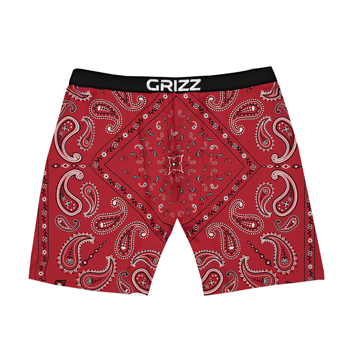 White Bandana And Black Red Print Boxer Briefs-grizzshop