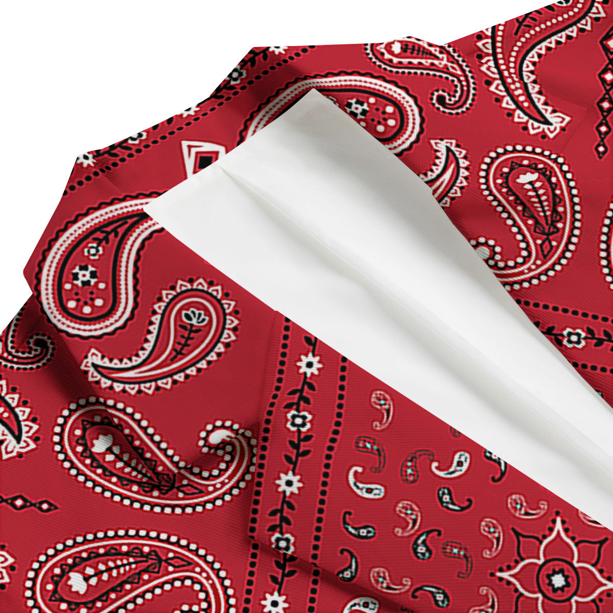 White Bandana And Black Red Print Men's Blazer-grizzshop