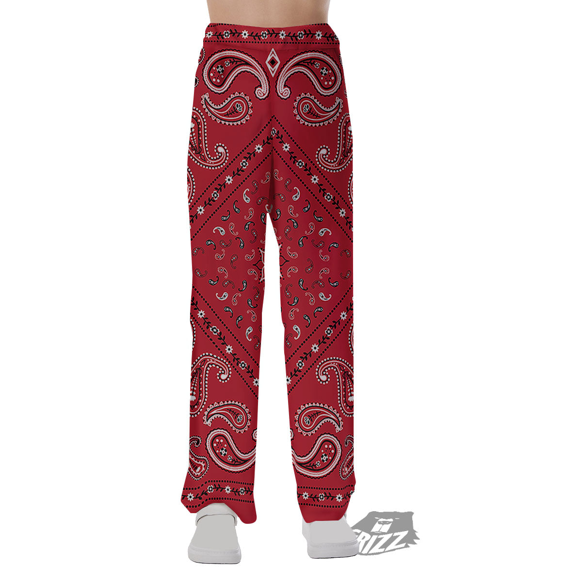 White Bandana And Black Red Print Pajama Pants-grizzshop