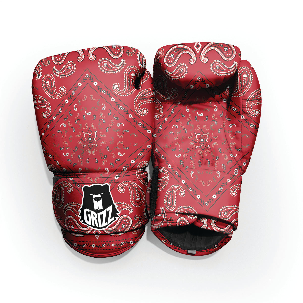 White Bandana And Black Red Print Pro Boxing Glove