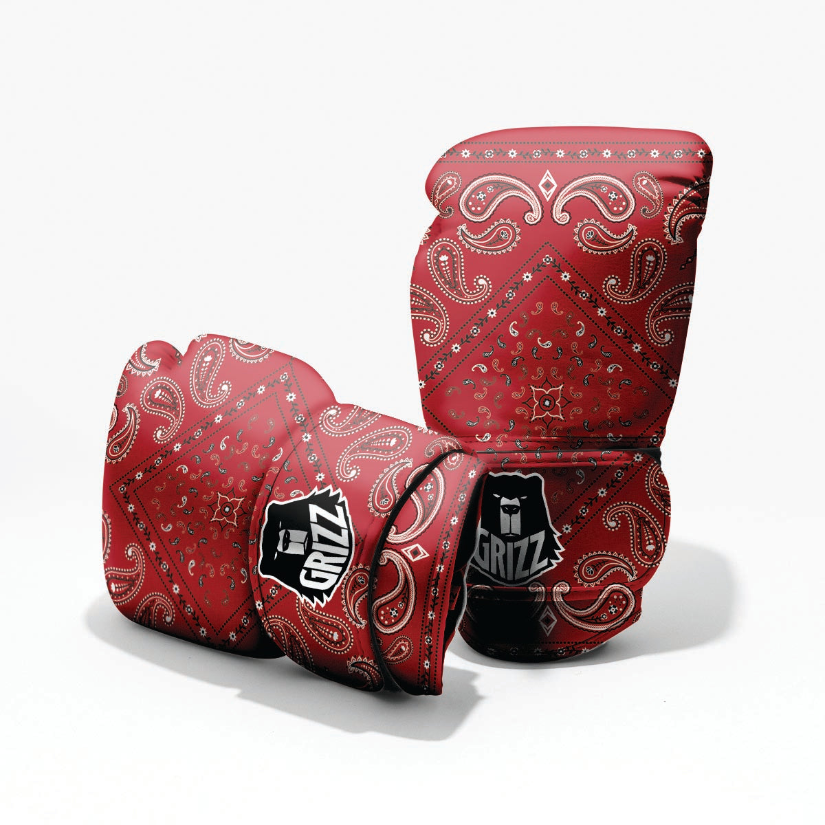 White Bandana And Black Red Print Pro Boxing Glove
