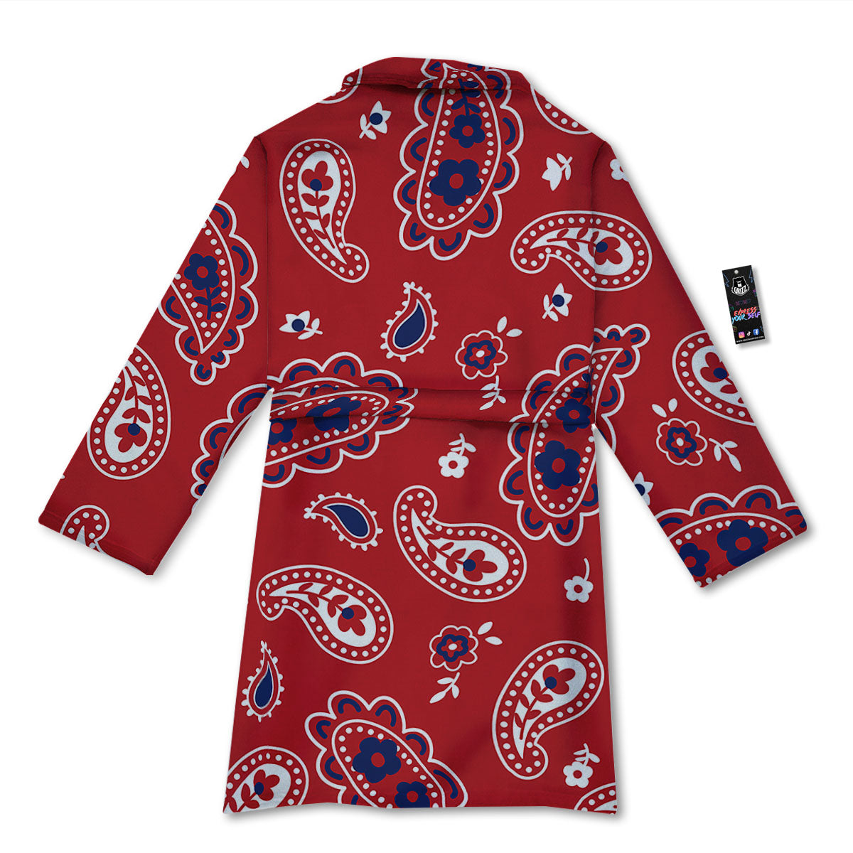 White Bandana And Blue Red Print Bathrobe-grizzshop
