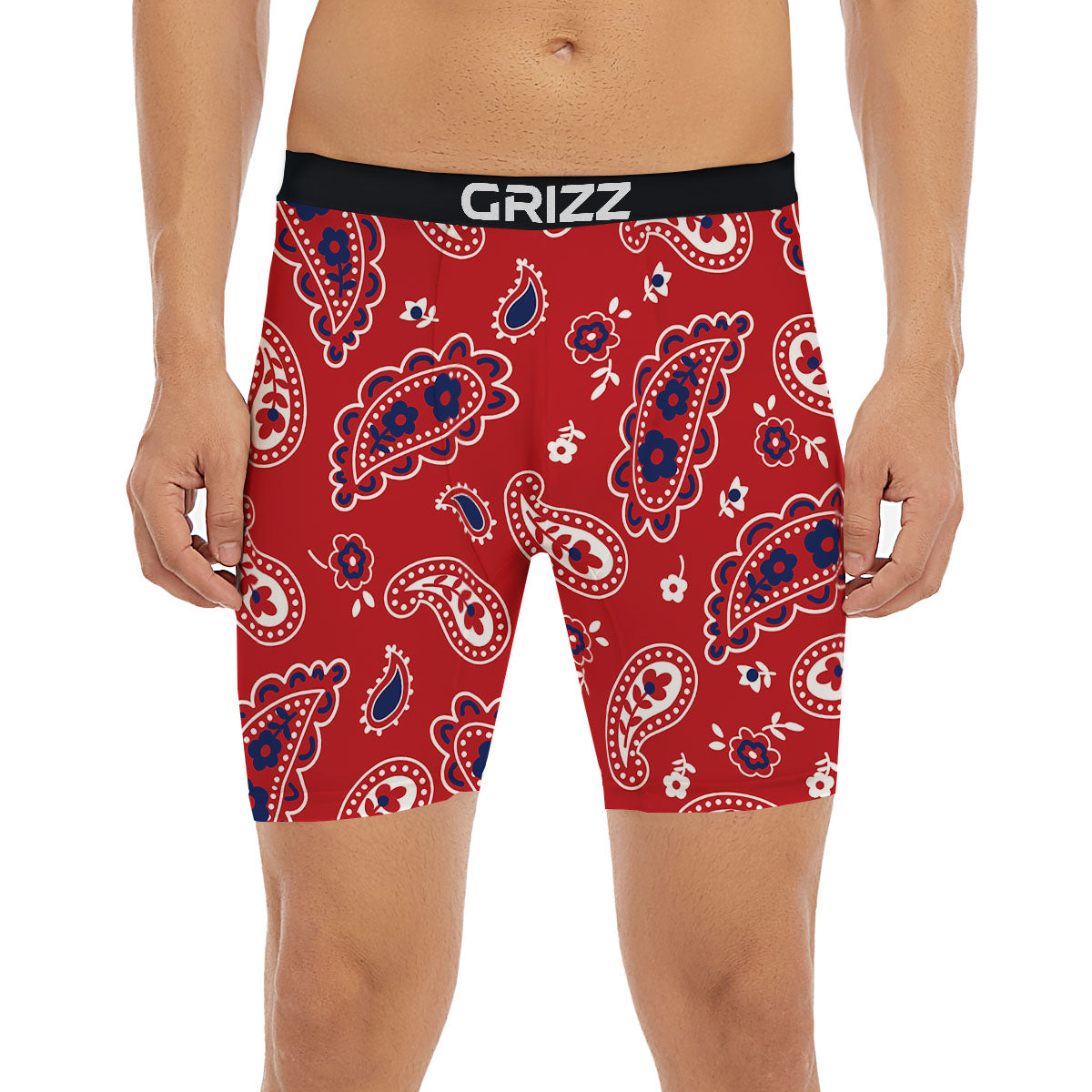 White Bandana And Blue Red Print Boxer Briefs-grizzshop