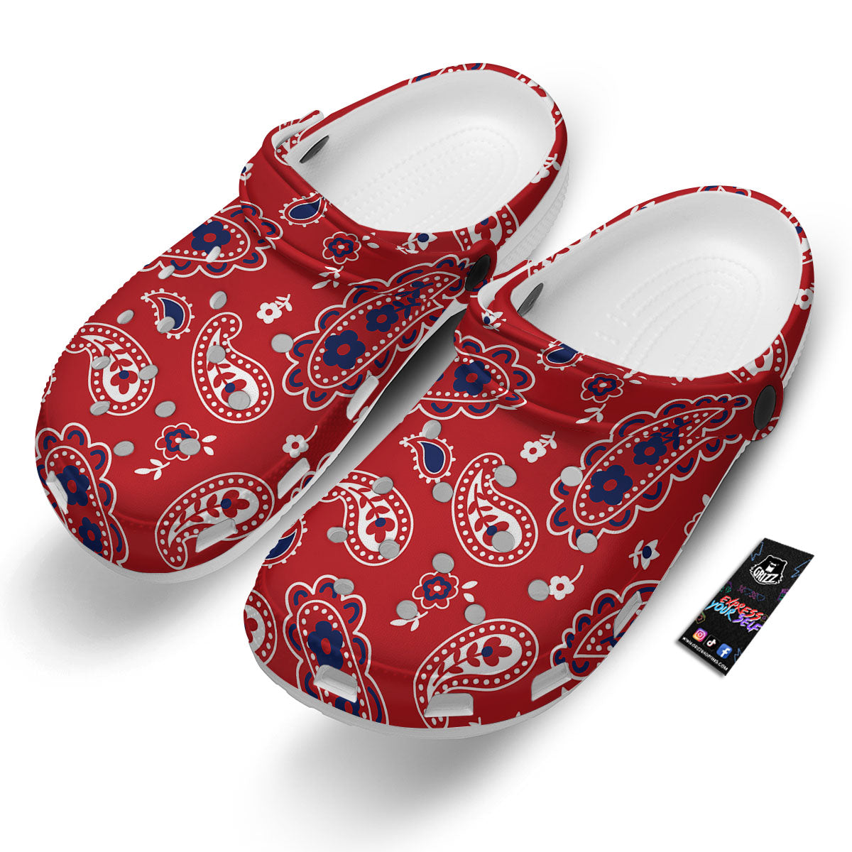 White Bandana And Blue Red Print Clog-grizzshop