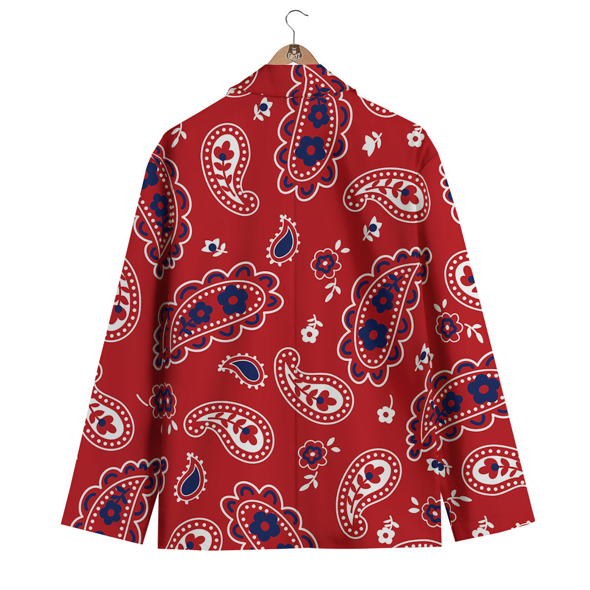 White Bandana And Blue Red Print Men's Blazer-grizzshop