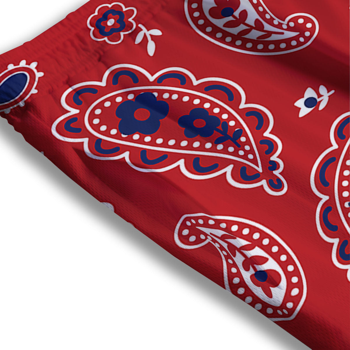 White Bandana And Blue Red Print Mesh Shorts