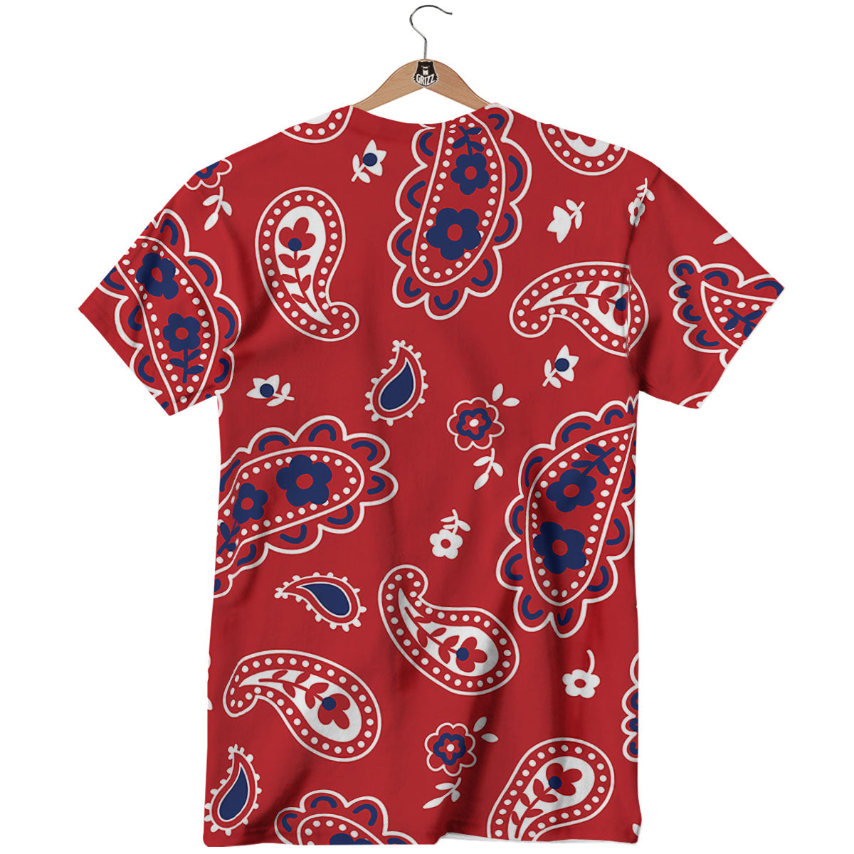 White Bandana And Blue Red Print T-Shirt-grizzshop