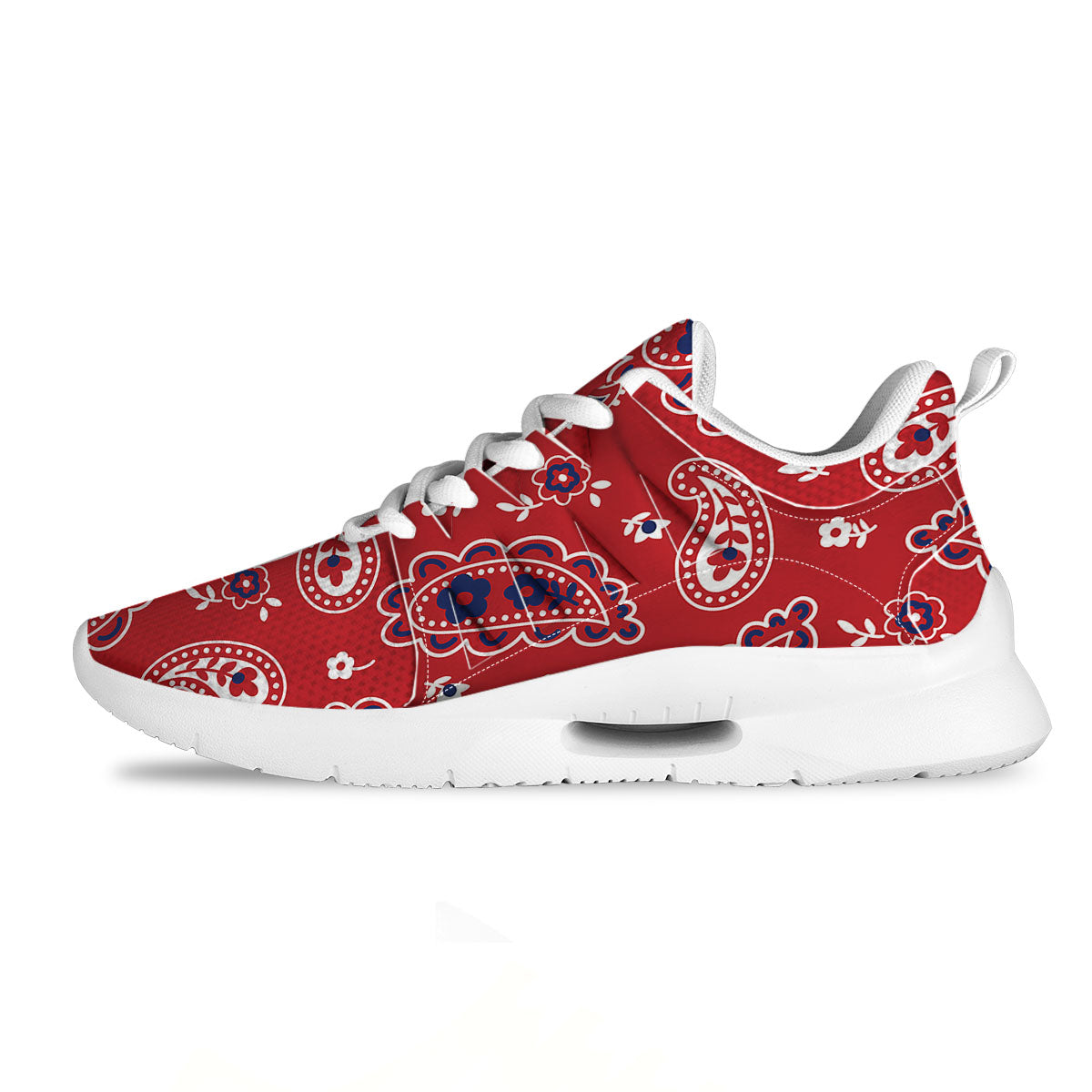 White Bandana And Blue Red Print Tennis Shoes-grizzshop