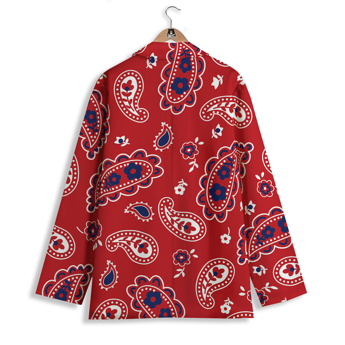 White Bandana And Blue Red Print Women's Blazer-grizzshop