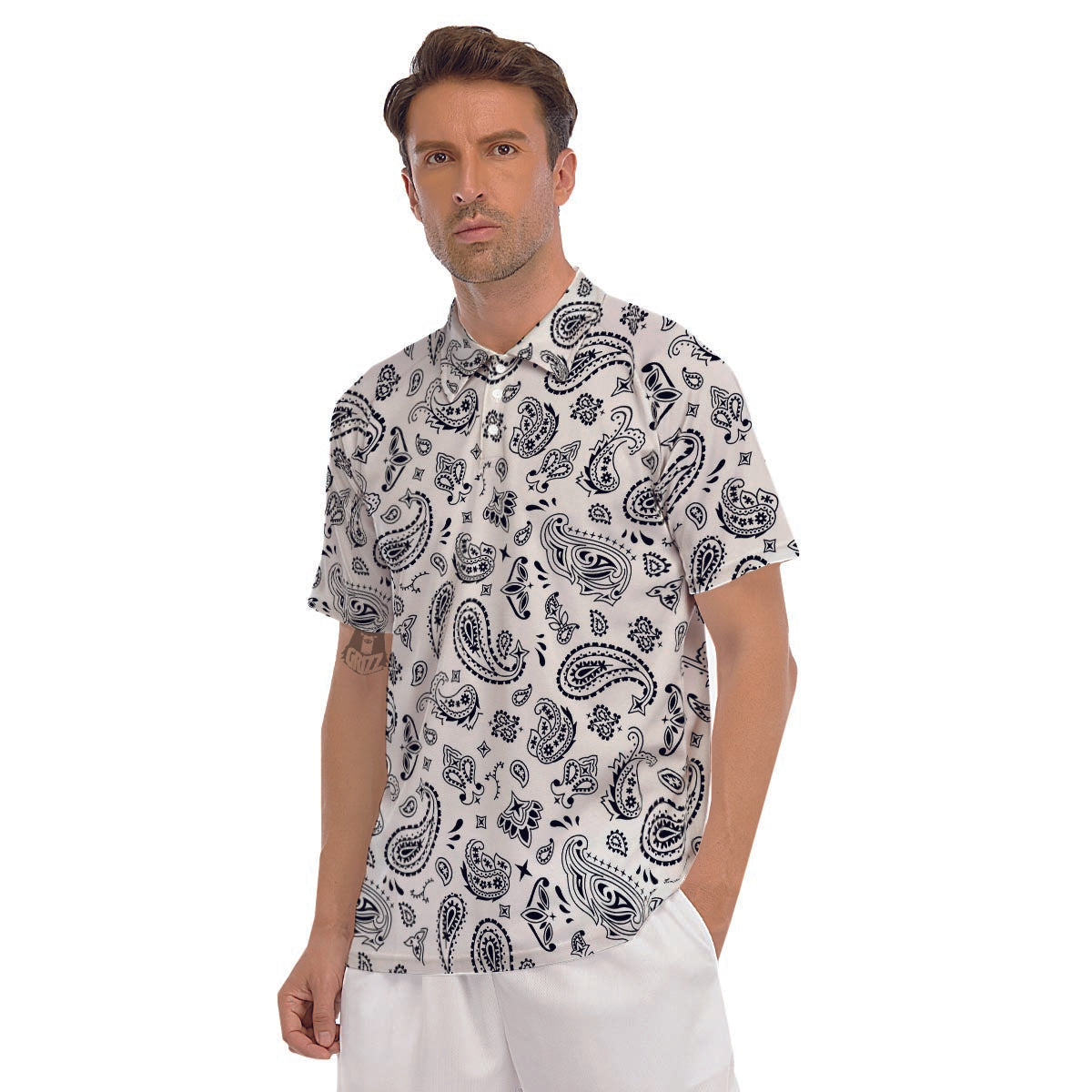White Bandana Men's Golf Shirts-grizzshop