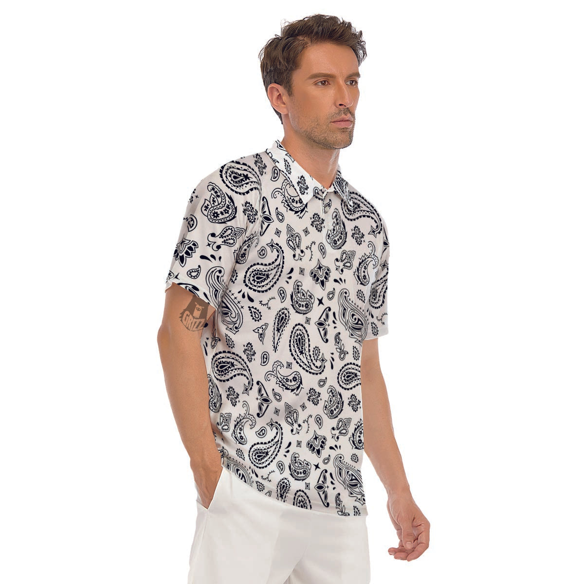 White Bandana Men's Golf Shirts-grizzshop