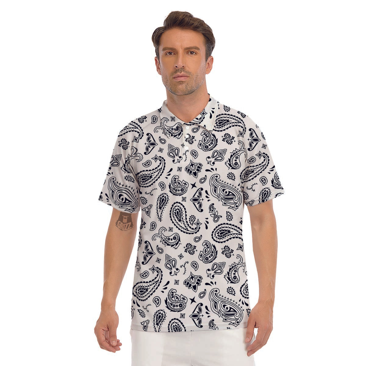 White Bandana Men's Golf Shirts-grizzshop