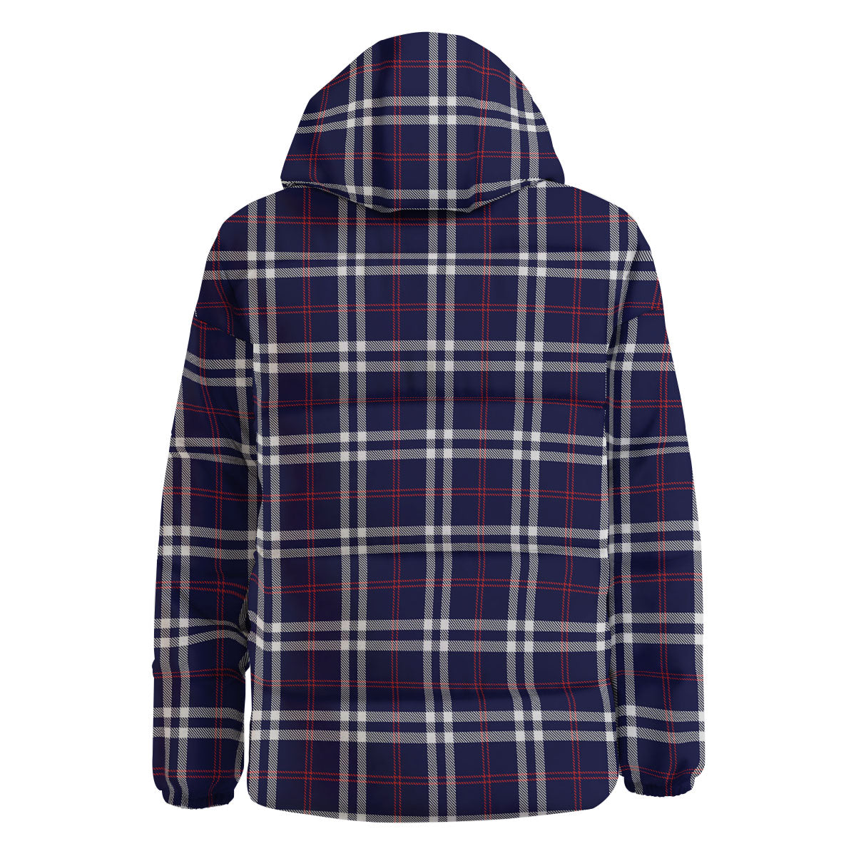 White Blue And Red Tartan Print Pattern Down Jacket-grizzshop