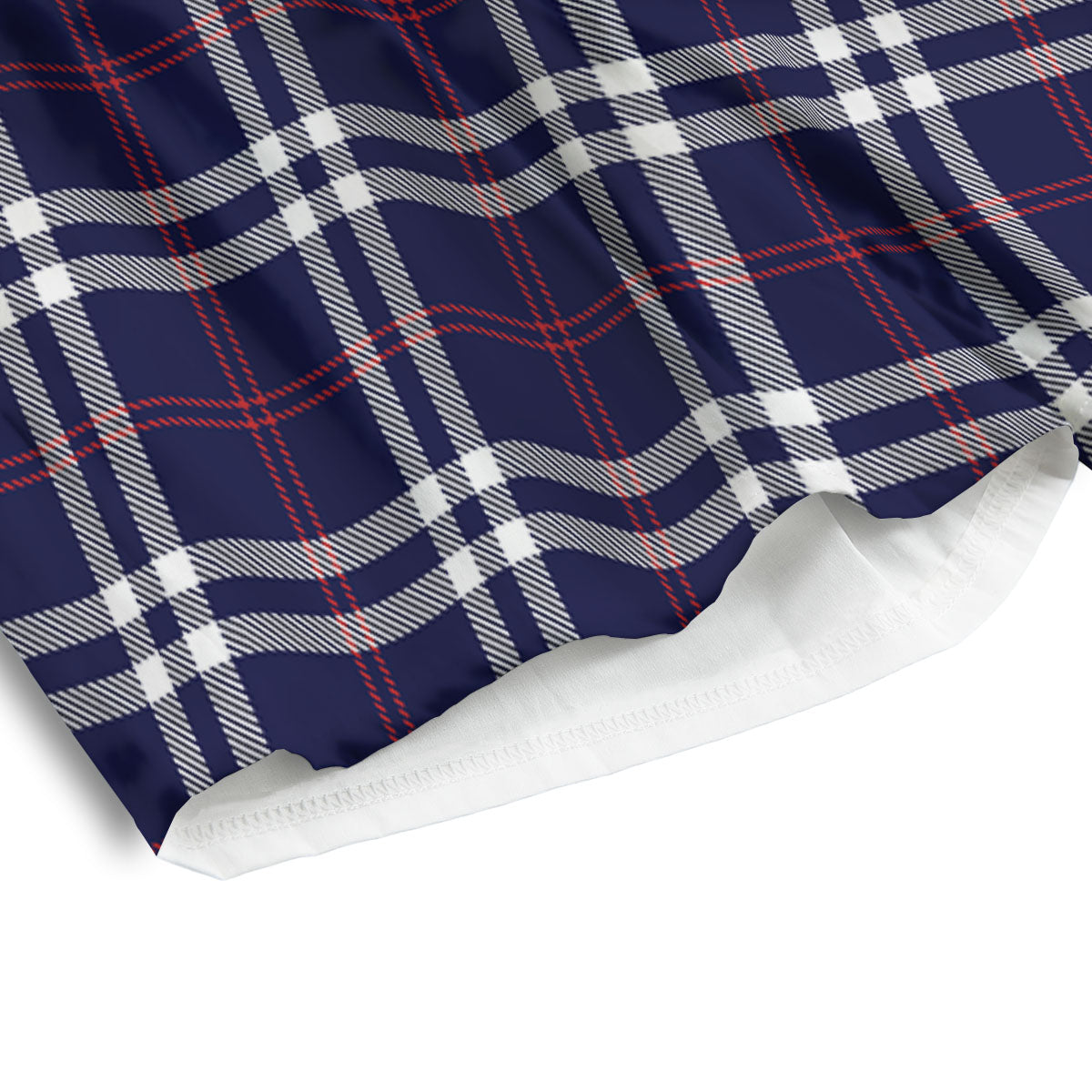 White Blue And Red Tartan Print Pattern Men's Athletic Shorts
