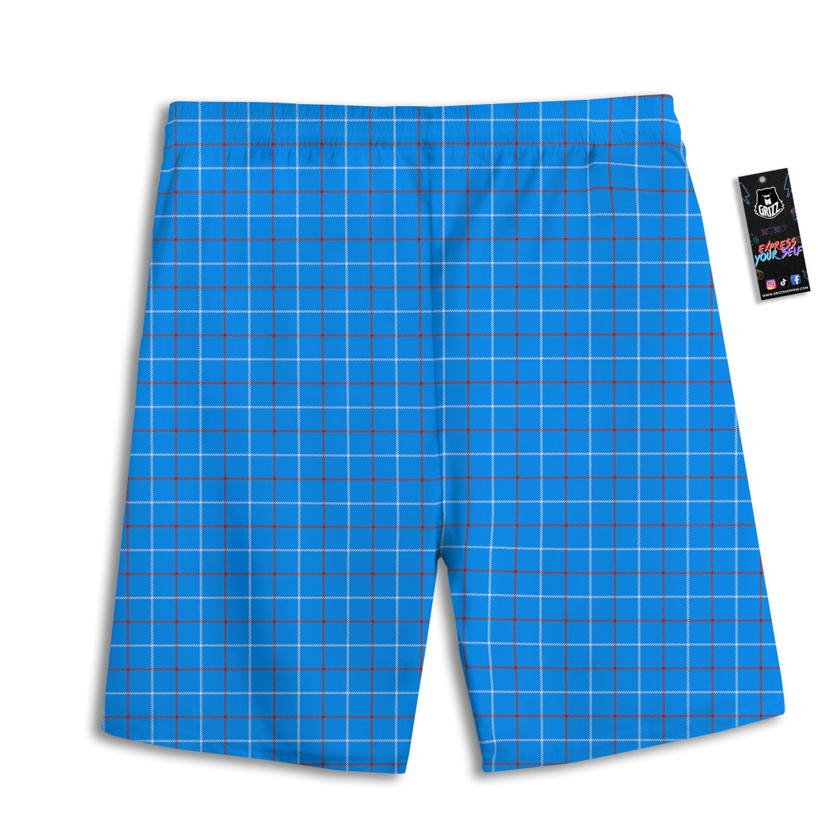 White Blue And Red Tattersall Print Men's Athletic Shorts