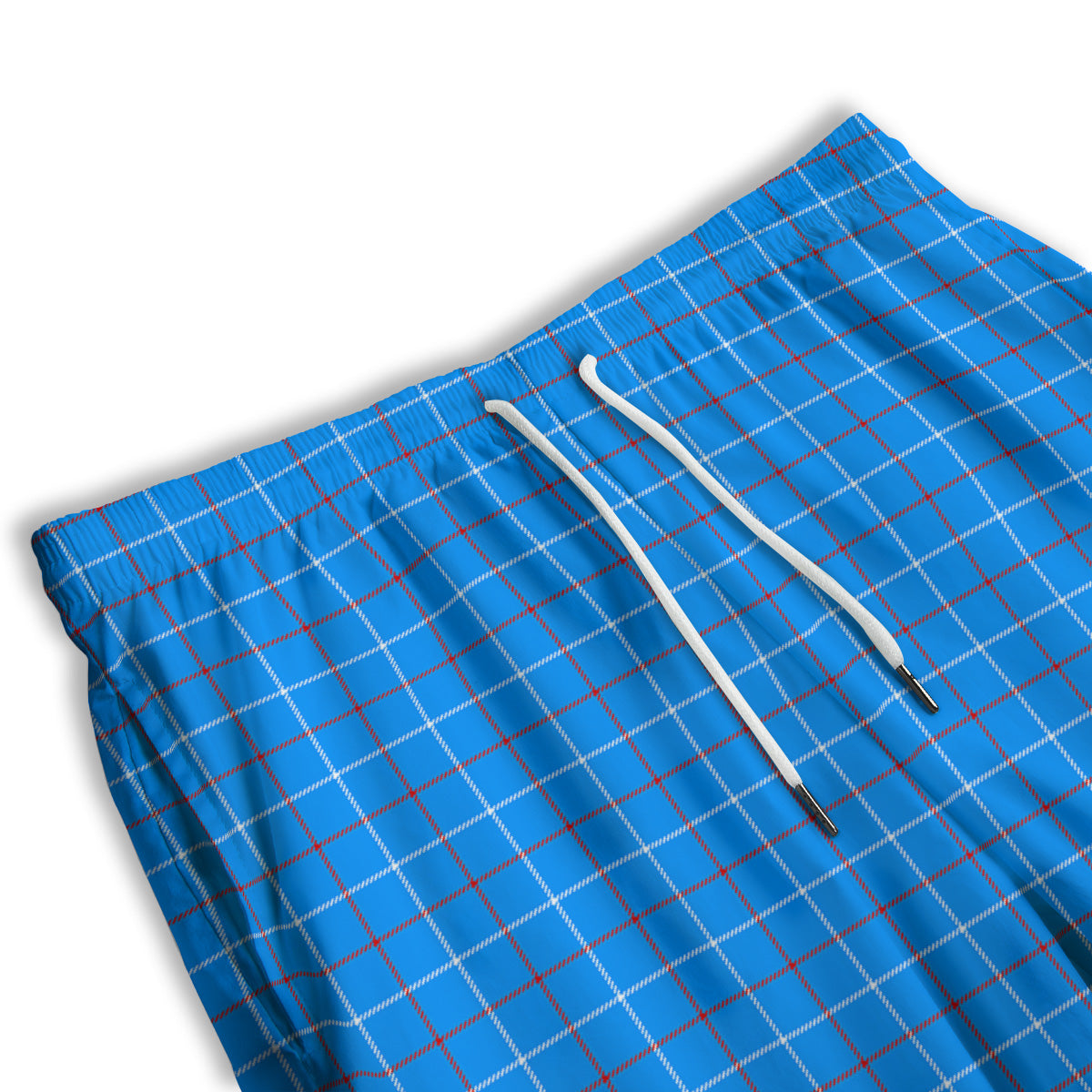White Blue And Red Tattersall Print Men's Athletic Shorts