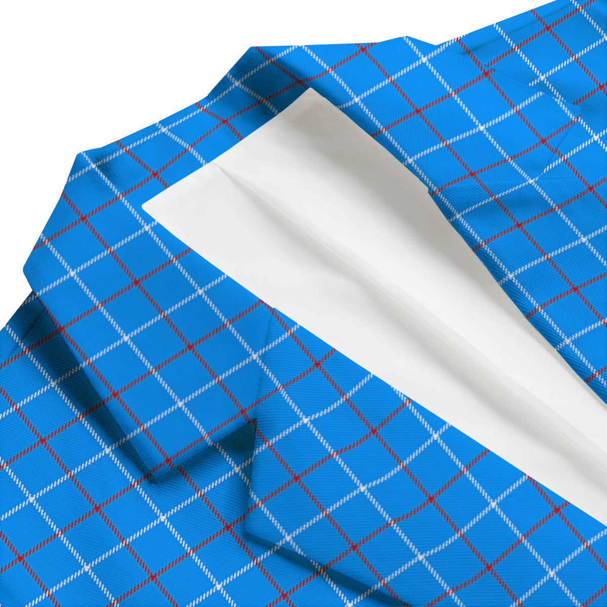 White Blue And Red Tattersall Print Men's Blazer-grizzshop
