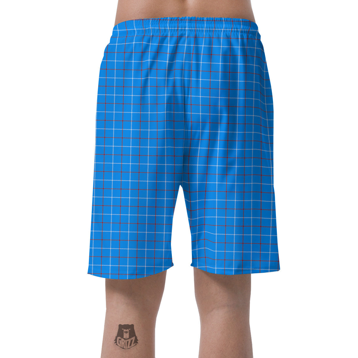 White Blue And Red Tattersall Print Men's Shorts-grizzshop