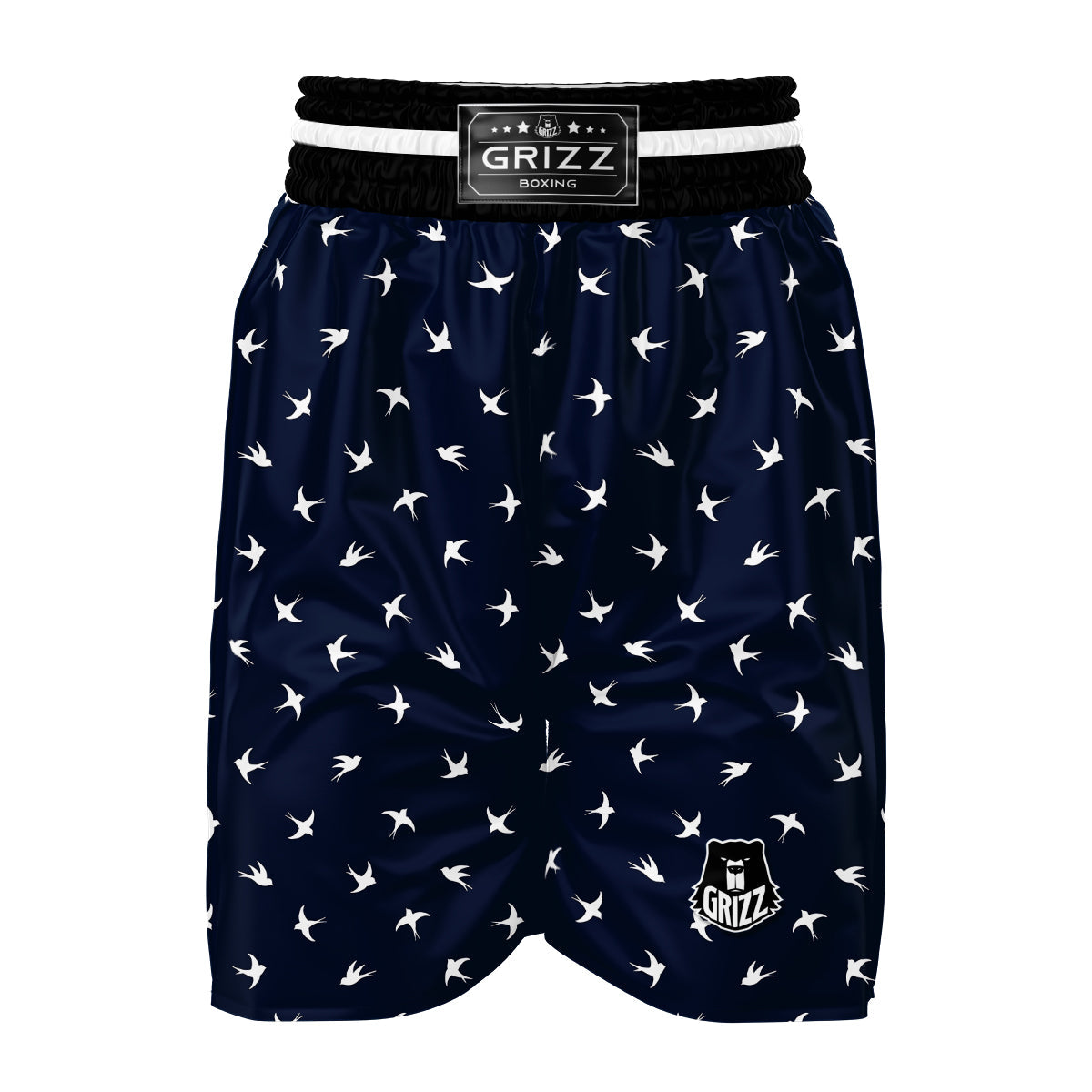 White Blue Swallow Print Pattern Boxing Shorts-grizzshop