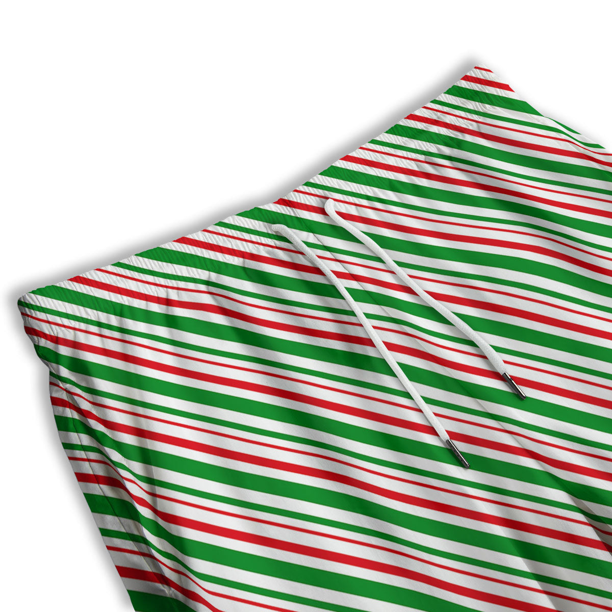 White Candy Cane And Red Green Print Men's Athletic Shorts