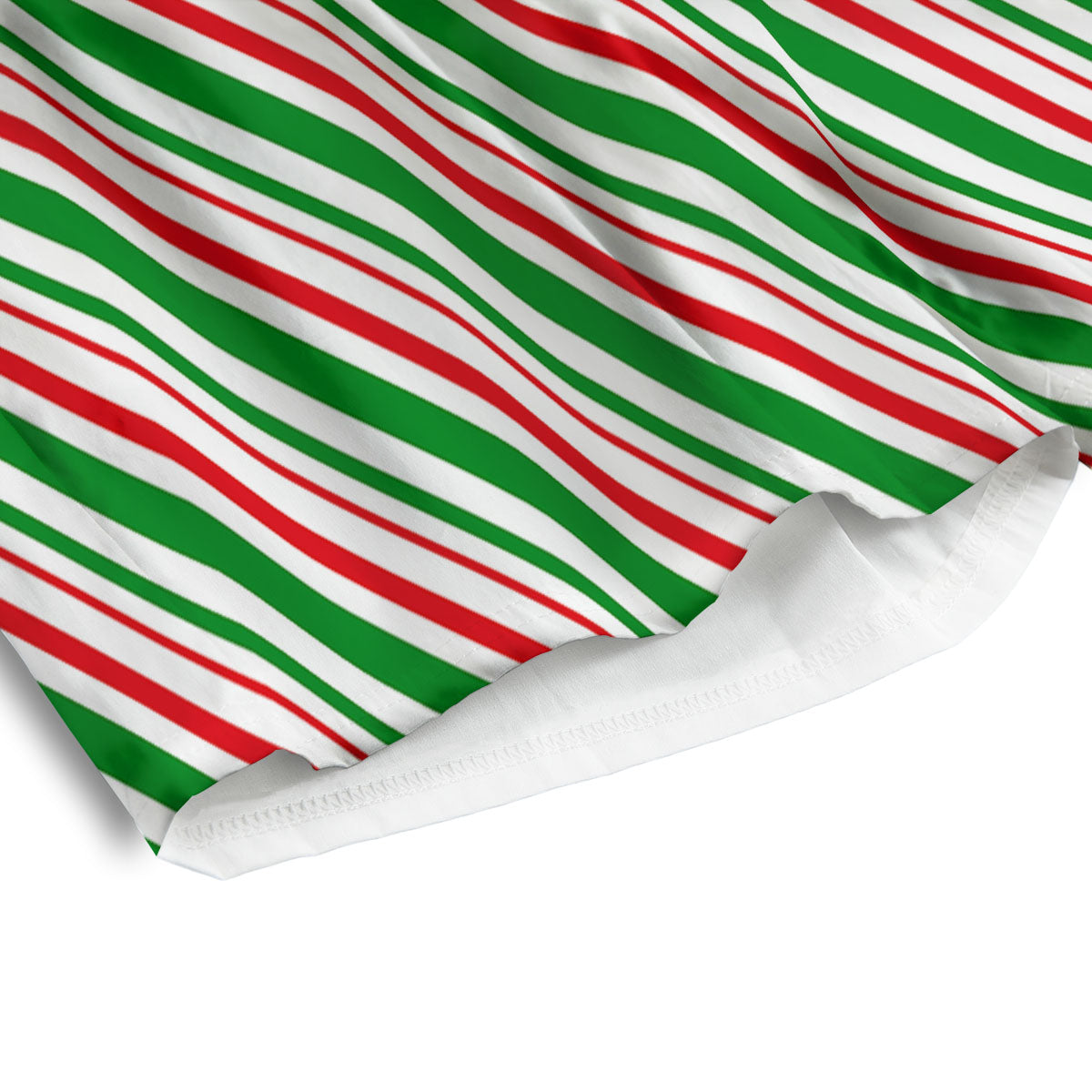 White Candy Cane And Red Green Print Men's Athletic Shorts