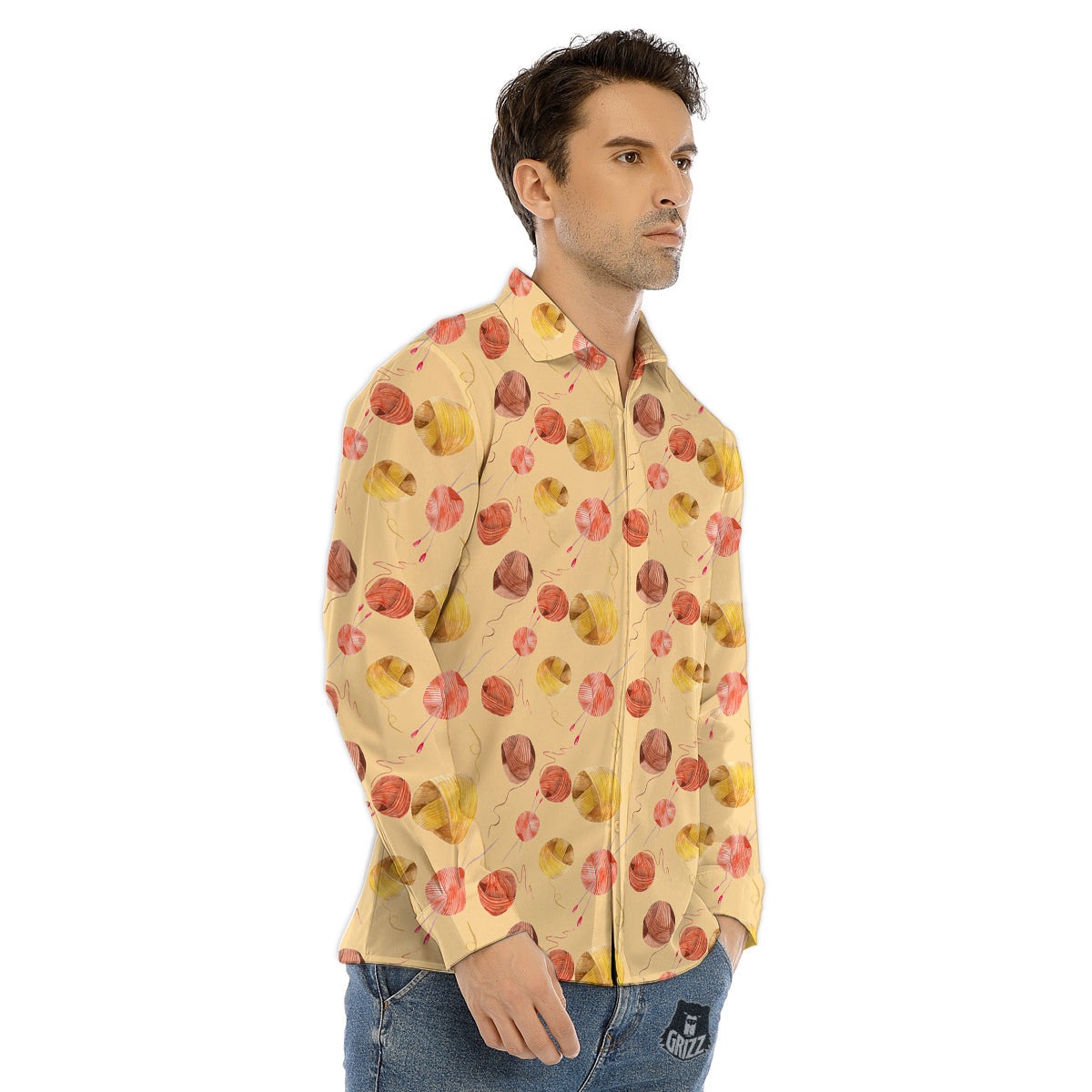 White Candy Cane And Red Green Print Men's Dress Shirts-grizzshop