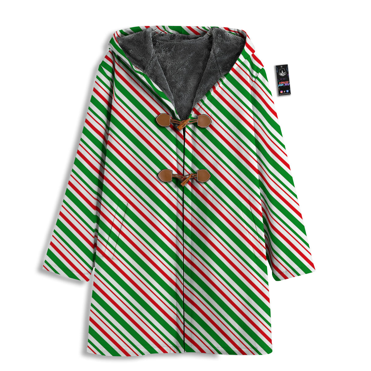 White Candy Cane And Red Green Print Men's Windbreaker Jacket-grizzshop