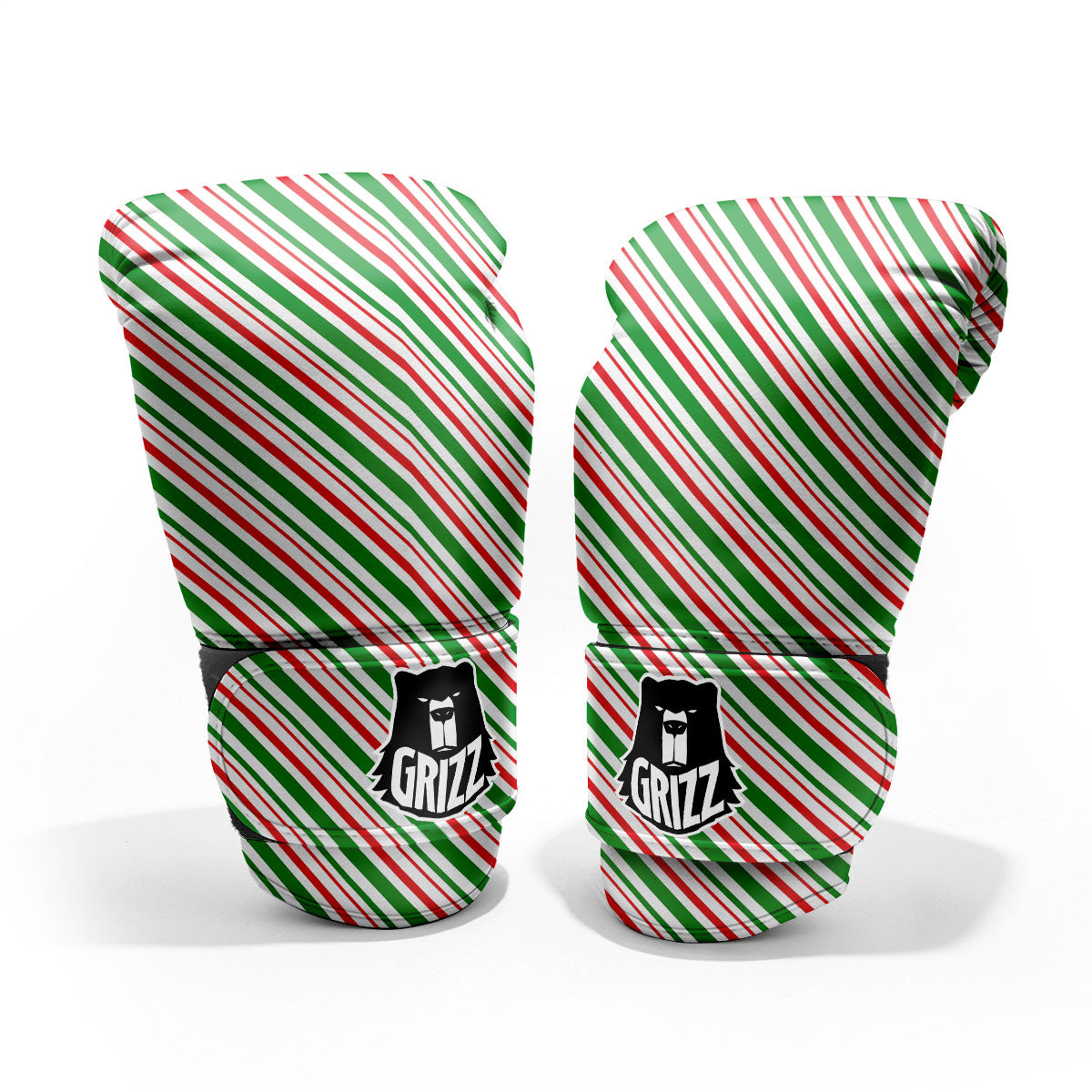 White Candy Cane And Red Green Print Pro Boxing Glove