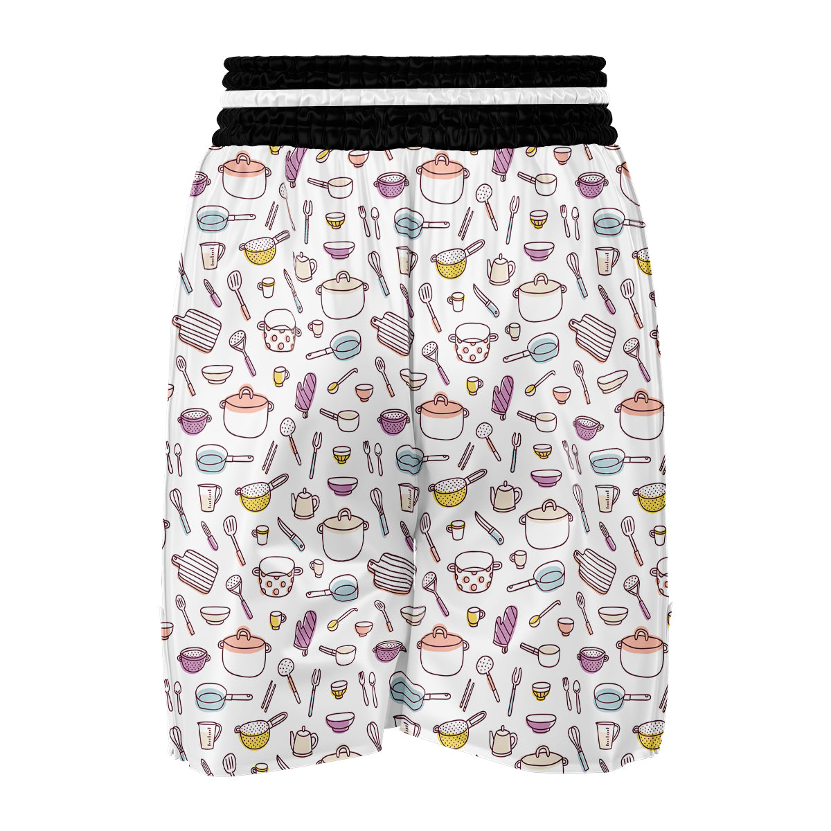 White Cooking Print Pattern Boxing Shorts-grizzshop