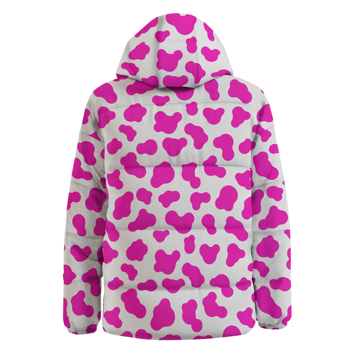 White Cow And Hot Pink Print Down Jacket-grizzshop