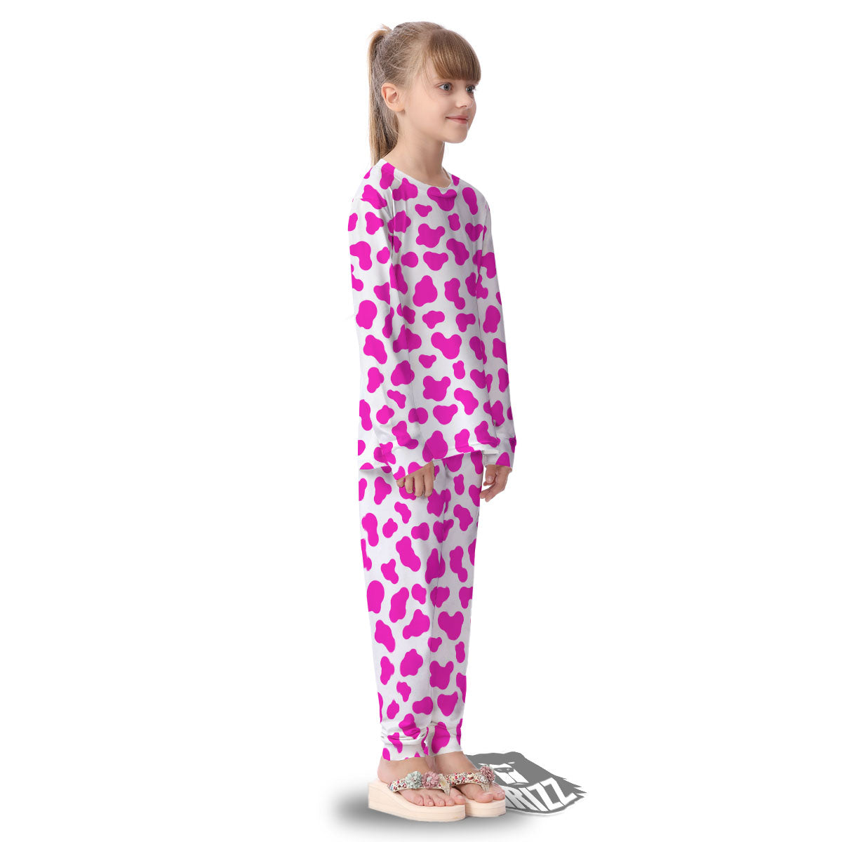 White Cow And Hot Pink Print Kid's Pajamas-grizzshop