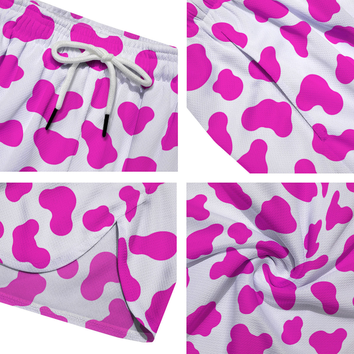White Cow And Hot Pink Print Men's Running Shorts-grizzshop