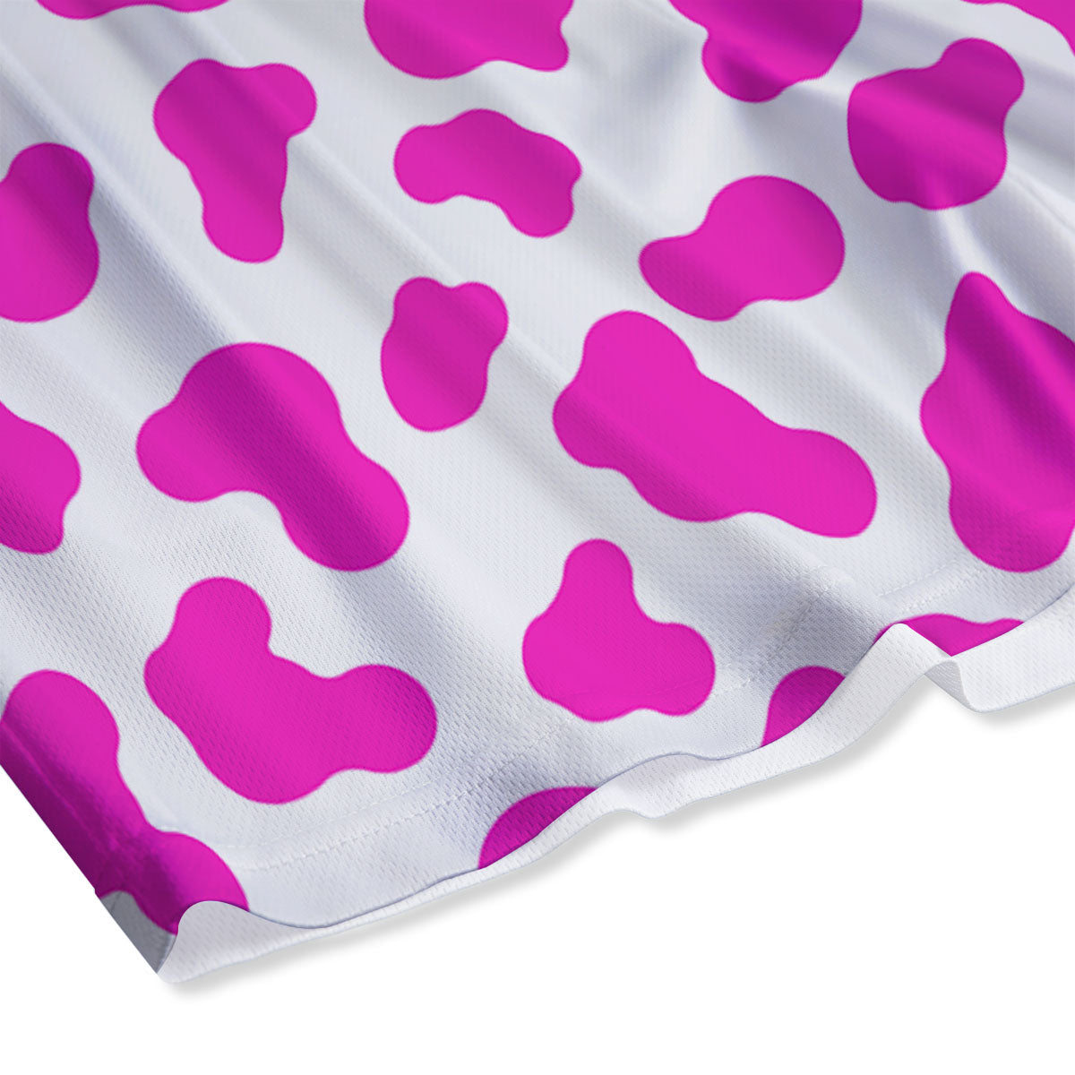 White Cow And Hot Pink Print Mesh Shorts