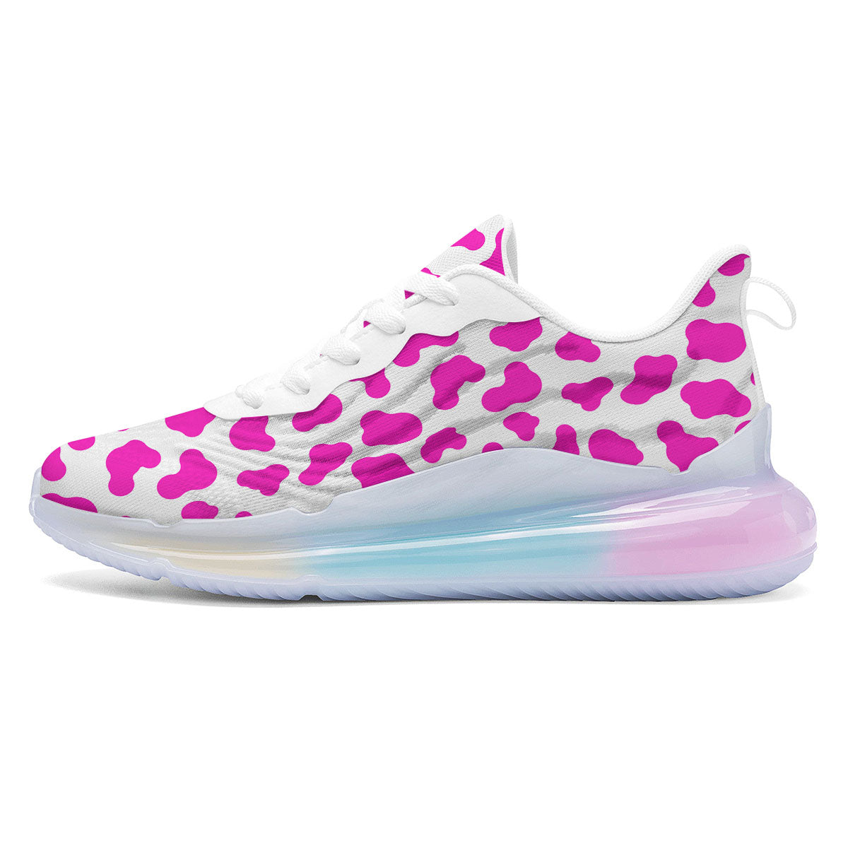 White Cow And Hot Pink Print Running Sneakers-grizzshop