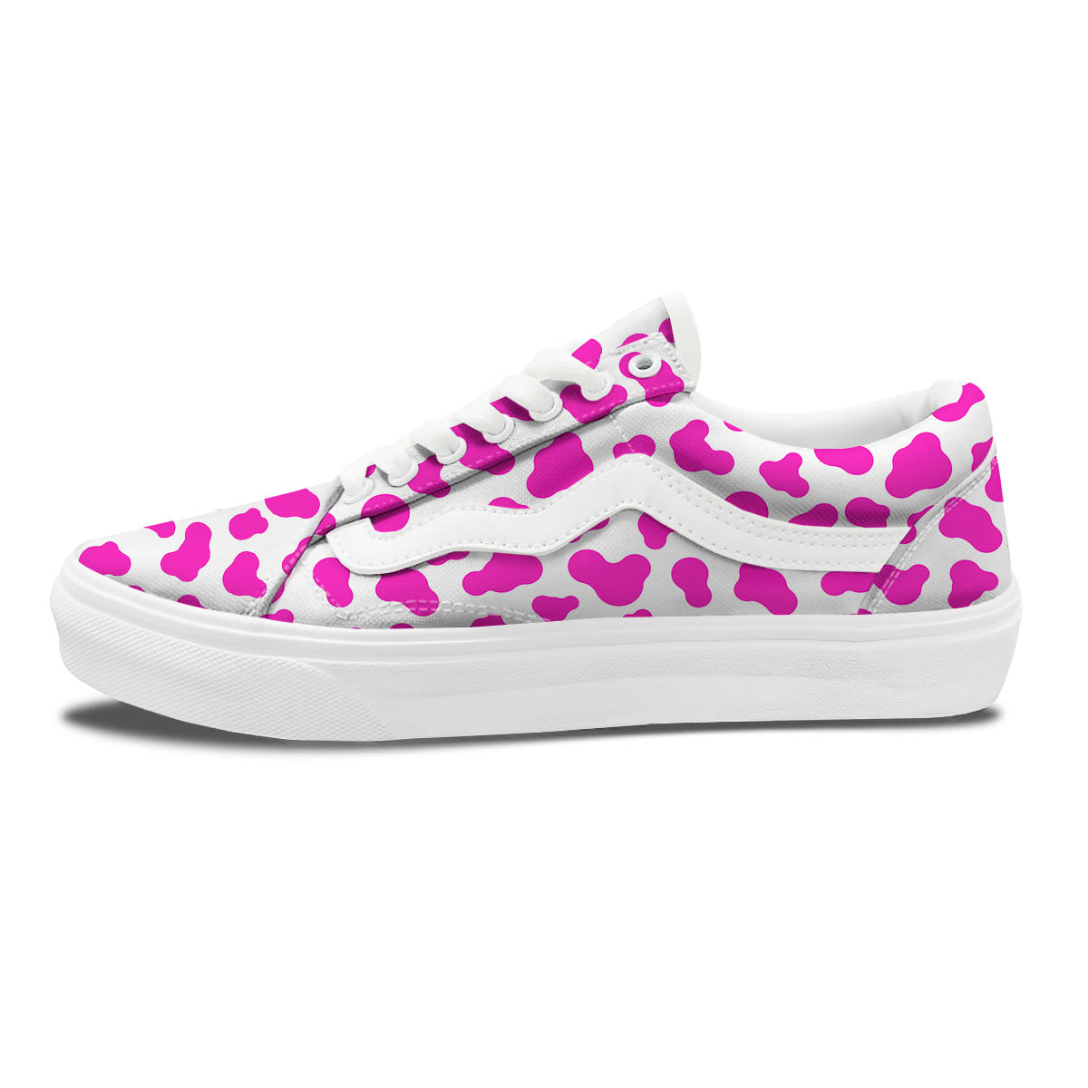 White Cow And Hot Pink Print Skate Shoes-grizzshop