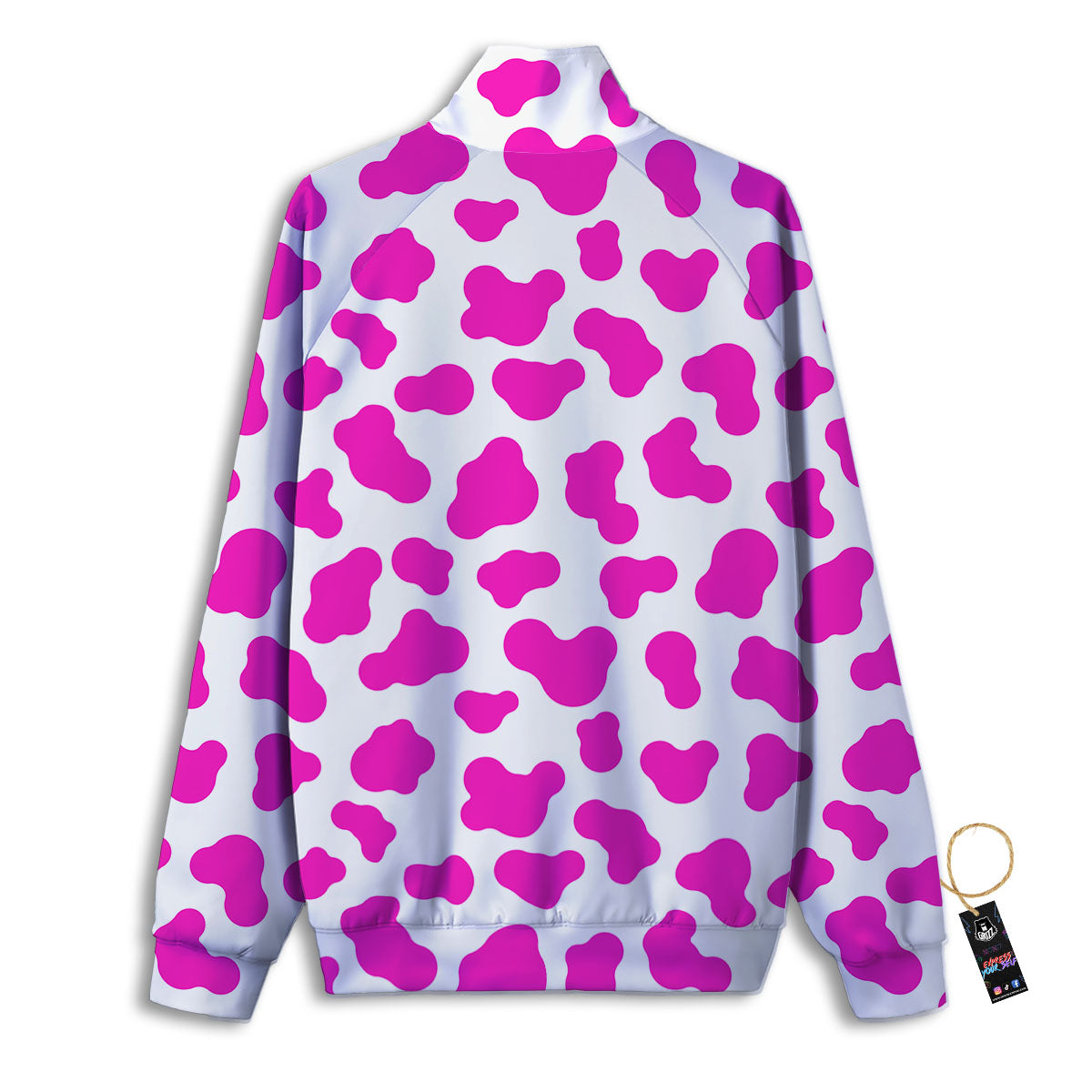 White Cow And Hot Pink Print Track Jacket-grizzshop