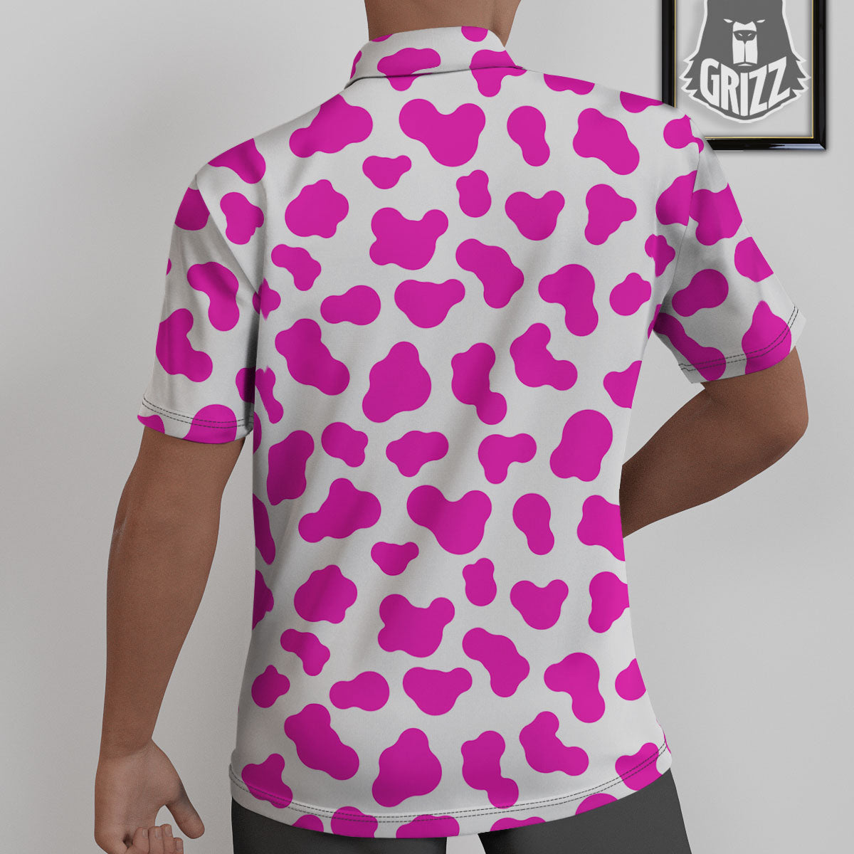 White Cow And Hot Pink Print Untucked Shirts-grizzshop