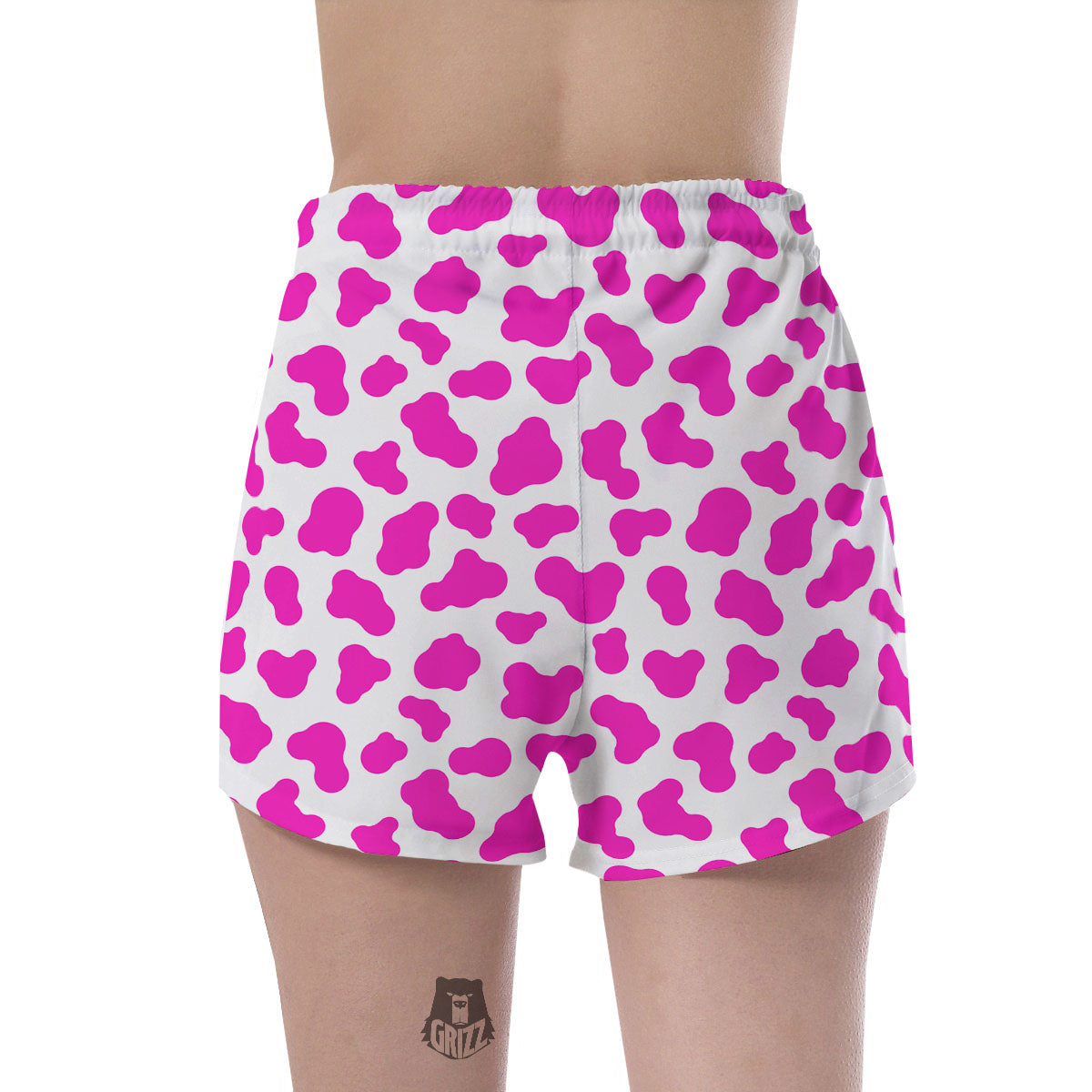 White Cow And Hot Pink Print Women's Shorts-grizzshop