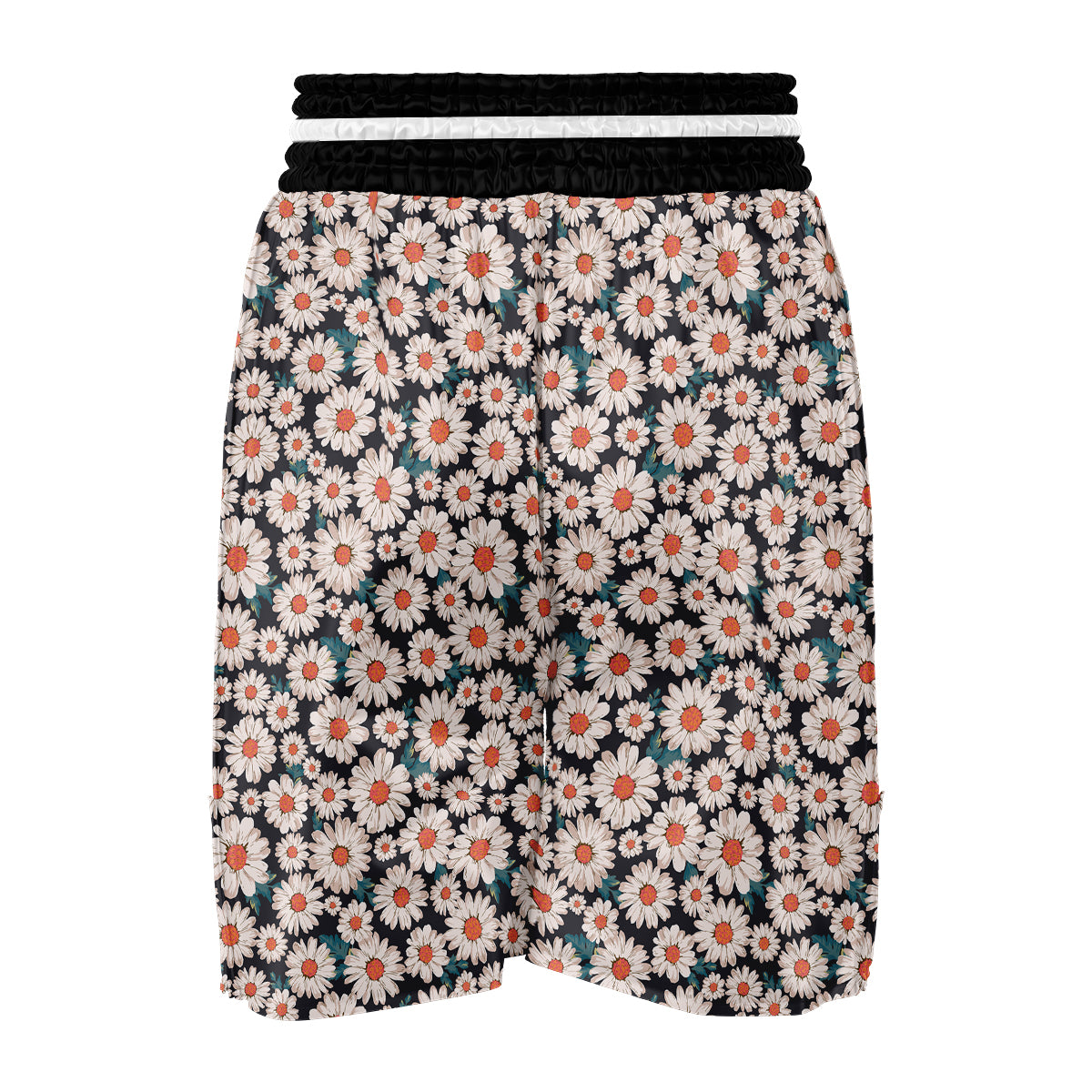 White Cute Daisy Pattern Print Boxing Shorts-grizzshop